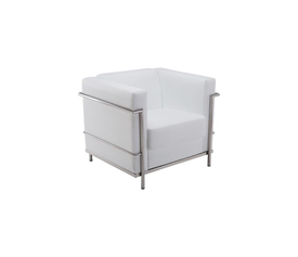 GENOVA Πολυθρόνα Σαλονιού Καθιστικού, Ιnox - Pu Άσπρο