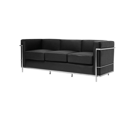 GENOVA Καναπές Σαλονιού Καθιστικού 3Θέσιος, Inox Pu Μαύρο
