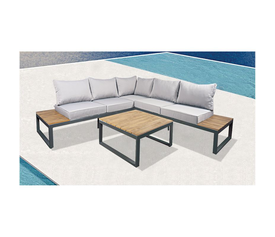 MEXICO Set Σαλόνι Κήπου Καναπές Γωνία + Τραπεζάκι Alu Ανθρακί, Μαξιλάρια Γκρι