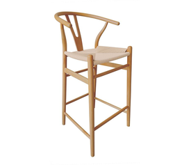 LIMA Σκαμπό BAR, Ξύλο Οξιά, Φυσικό, Κάθισμα Paper Rope Φυσικό (ύψος καθ.67cm)