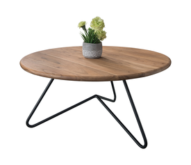 BORAL Τραπεζάκι Σαλονιού Καθιστικού, Μέταλλο Βαφή Μαύρο, Ξύλο Ακακία Φυσικό