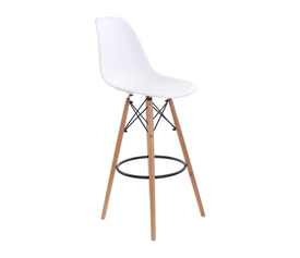 ART Wood Σκαμπό BAR με Πλάτη, Πόδια Οξιά Φυσικό, PP Άσπρο