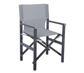 Σκηνοθέτη Πολυθρόνα, Αλουμίνιο Ανθρακί (1,2mm), Textilene Γκρι (Μονοκόμματο), Πτυσσόμενη