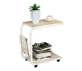 LAP Βοηθητικό Τραπεζάκι, Μέταλλο Βαφή Άσπρο, Απόχρωση Maple