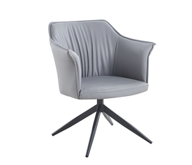 EVELYN Πολυθρόνα Περιστρεφόμενη, Μέταλλο Βαφή Μαύρο, Pu Γκρι