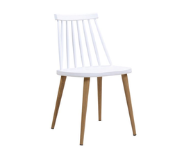 LAVIDA Καρέκλα Τραπεζαρίας Κουζίνας, Μέταλλο Βαφή Φυσικό PP Άσπρο