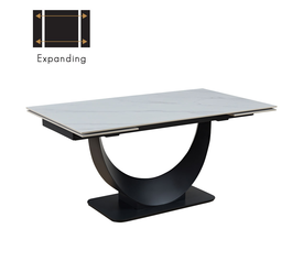 MEZZA LUNA ΤΡΑΠΕΖΙ ΕΠΕΚΤΕΙΝΟΜΕΝΟ-Η ΛΕΥΚΟ ΜΕ ΟΨΗ ΜΑΡΜΑΡΟΥ 160x90x75