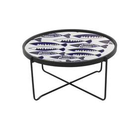 FISHY COFFEE TABLE ΠΟΛΥΧΡΩΜΟ ΜΕ PATTERN ΛΕΥΚΟ 75x75x37.5