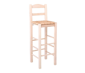 ΣΙΦΝΟΣ Σκαμπό BAR με Πλάτη, Οξιά Εμποτισμός Φυσικό, Κάθισμα Ψάθα