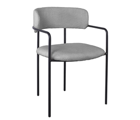 GILLAN Πολυθρόνα Μέταλλο Βαφή Μαύρο, Ύφασμα Teddy, Απόχρωση Γκρι