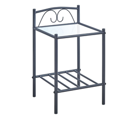 RADO Κομοδίνο Μέταλλο Βαφή Μαύρο, Γυαλί 5mm