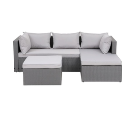 CORNER Set Wicker, Γωνία με Σκαμπό, Απόχρωση Ανοιχτό Γκρι Αναστρέψιμη Γωνία