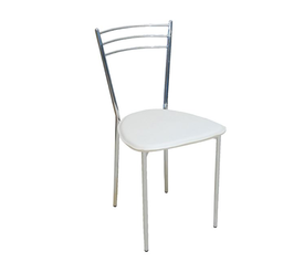 VALETTA Καρέκλα Τραπεζαρίας Κουζίνας Μέταλλο Χρώμιο, PVC Εκρού