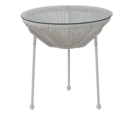 ACAPULCO Τραπεζάκι Μέταλλο Βαφή Άσπρο, Rattan Άσπρο