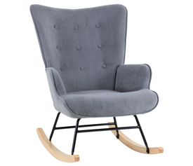 ALMA Rocking Πολυθρόνα Μπερζέρα Καθιστικού, Ύφασμα Velure Γκρι, Βάση Μαύρο-Φυσικό