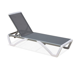 SUMMER K/D Ξαπλώστρα Αλουμίνιο Ανθρακί, PP Άσπρο - Textilene Γκρι