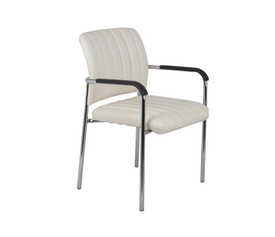 DENIM Πολυθρόνα Γραφείου Επισκέπτη Χρώμιο, Pu Άσπρο