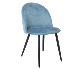 BELLA Καρέκλα Τραπεζαρίας, Μέταλλο Βαφή Μαύρο, Ύφασμα Velure Απόχρωση Petrol