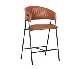 ALFRED Σκαμπό BAR Μέταλλο Βαφή Μαύρο, PU Camel