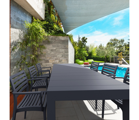 VEGAS RATTAN DARK GREY 100X180/220Χ75εκ. ΕΠΕΚΤ.ΤΡΑΠΕΖΙ