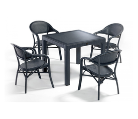 Nirvana τραπεζαρία 90x90 SET ΑΝΘΡΑΚΙ