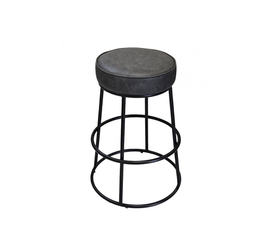 Ian Σκαμπό Μεταλλικό Vintage Ανθρακί 42x42xH63cm