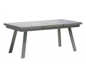 Giada Τραπέζι Αλουμινίου με τζάμι και επέκταση ξύλο teak 180-240x90x76cm