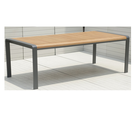 Lilith Τραπέζι Αλουμινίου Επιφάνεια Ευκάλυπτος 220x100x73.5cm