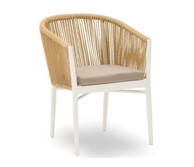 Verni Πολυθρόνα Αλουμινίου - Rope Λευκή Rattan Φυσικό