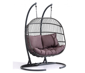 Oscar Double Κούνια Μεταλλική Γκρι - Καφέ 105x145x195cm