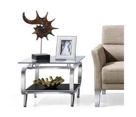 3369 τραπεζάκι μεταλλικό με γυάλινη επιφάνεια 63x63cm