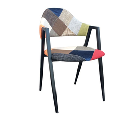 DELTA Πολυθρόνα Μέταλλο Βαφή Μαύρο, Ύφασμα Patchwork