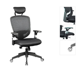 BF9100 Πολυθρόνα Γραφείου Διευθυντή, Mesh Μαύρο, Μπράτσα up-down
