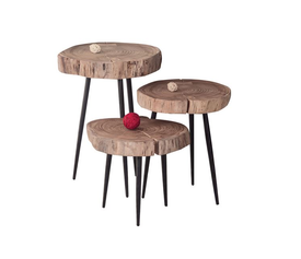 PATEL Τραπεζάκι Σαλονιού Καθιστικού, Μέταλλο Βαφή Μαύρο, Ξύλο Ακακία Φυσικό