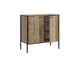 PALLET-W Ντουλάπι-Παπουτσοθήκη Δίφυλλη, 3 Ράφια, Μέταλλο Βαφή Μαύρο, Απόχρωση Antique Oak