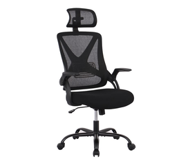 BF2040 Πολυθρόνα Γραφείου Διευθυντή - Ύφασμα & Mesh Μαύρο, Μεταλλική KD βάση