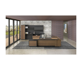 PROLINE Γραφείο Δεξιά Γωνία Απόχρωση Καρυδί Δρυς - Μαύρο