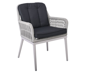 ALLEY Πολυθρόνα Τραπεζαρίας Κήπου ALU, Rope Grey 6mm, Μαξιλάρια Ανθρακί