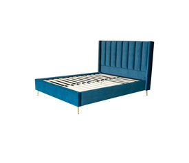 PASSION  Κρεβάτι Διπλό για Στρώμα 160x200cm, Ύφασμα Velure Απόχρωση Μπλε