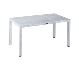 PELLO Τραπέζι Τραπεζαρίας Κήπου - Βεράντας, PP Άσπρο (Rattan Look)