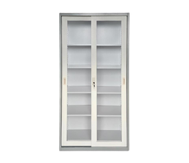 ΝΤΟΥΛΑΠΑ Δίφυλλη με Συρόμενες επάλληλες πόρτες, 4 Ράφια, Μέταλλο Βαφή Γκρι