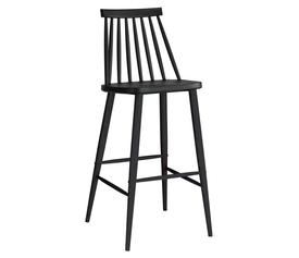 LAVIDA Σκαμπό BAR με Πλάτη, Μέταλλο Βαφή Μαύρο, PP Μαύρο