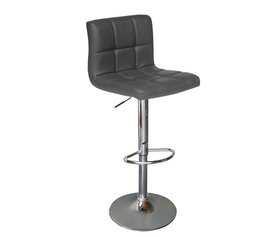 LINO Σκαμπό BAR με Πλάτη, Χρώμιο, PU Γκρι, Ρυθμιζόμενο Ύψος, Περιστρεφόμενο