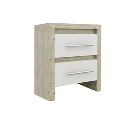 KENNEL Κομοδίνο 2 Συρτάρια, Απόχρωση Sonoma Άσπρο