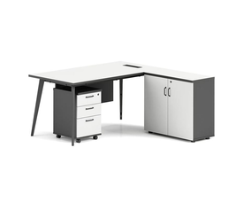 STATUS Γραφείο Γωνία Αναστρέψιμη, Απόχρωση Grey, Επιφάνεια Απόχρωση Άσπρο