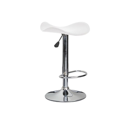 SADDLE Σκαμπό BAR, Βάση Χρώμιο, Pvc Άσπρο, Ρύθμιση Ύψους, Περιστρεφόμενο