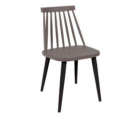 LAVIDA Καρέκλα Τραπεζαρίας Κουζίνας, Μέταλλο Βαφή Μαύρο, PP Sand Beige