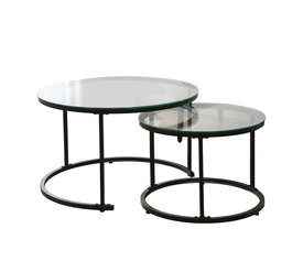SOLAR COFFEE TABLE SET 2ΤΕΜ ΜΑΥΡΟ 75x75x45