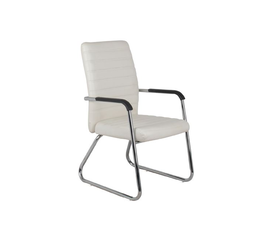 COLLET Πολυθρόνα Γραφείου Επισκέπτη Μέταλλο Χρώμιο, Pu Εκρού