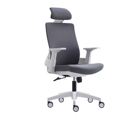 BF8900 Πολυθρόνα Γραφείου Διευθυντή, Άσπρο - Γκρι, Mesh Γκρι, Ύφασμα Γκρι